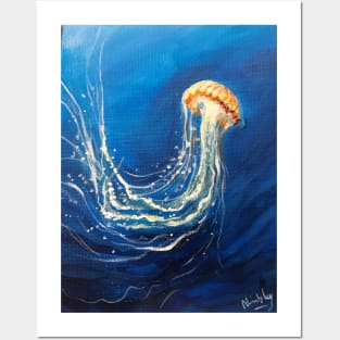 Jellyfish in the Deep Blue Sea Posters and Art